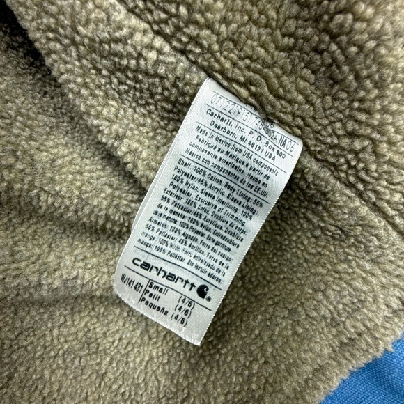 Carhartt WJ141 431 Sherpa Lined Sandstone Sierra Jacket Blue Womens Small 4/6 - Picture 4 of 16